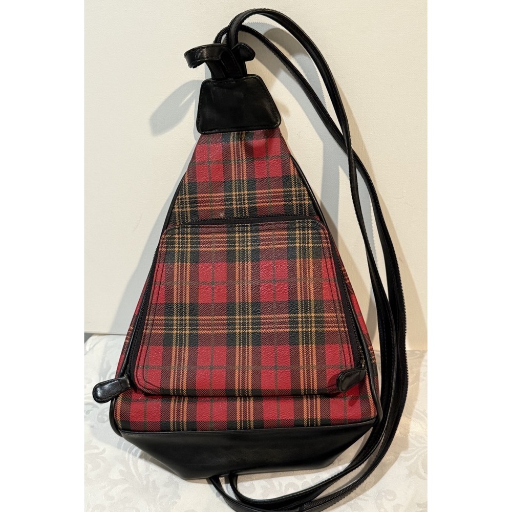Villager by Liz Claiborne Vintage 90s Y2K Tartan Plaid Multiway Backpack & Case - Picture 2 of 13